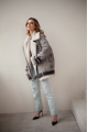Women's jacket made of natural gray sheepskin in VINTAGE style